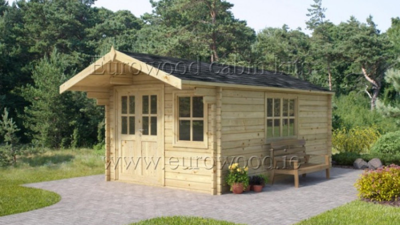 Holz-Gartenhaus SAVONA plus 44mm keine , 3x3m Bitumendachschindel Dacheindeckung